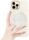 CDNANA Crystal Phone Grip Holder - Mobile Phone Grip Gemstone Natural Stone Crystal Phone Grip Irregular Shape Design with Golden Trimmed Edges for Cell Phone and Tablets (Crystal Phone Grip White)
