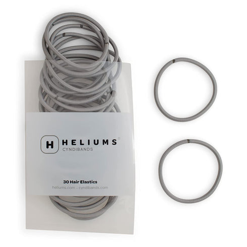 Heliums Gray Large Hair Elastics, 2.25 Inch 4mm Ponytail Holders, Match Your Hair Color Neutral Shades - 30 Pack