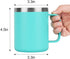 2 Pack Stainless Steel Coffee Mugs with Handle, 12Oz Insulated Coffee Mug, Double Wall Vacuum Insulated Camping Mug with Lid, Thermal Coffee Mug for Coffee, Tea, Hot and Cold Drinks (Aqua Blue)