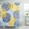 TOMPOP Shower Curtain Green Spring Flower Blue Yellow and Navy Chrysanthemum Brown Waterproof Polyester Fabric Bathroom 72 x 78 Inches Set with Hooks
