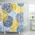 TOMPOP Shower Curtain Green Spring Flower Blue Yellow and Navy Chrysanthemum Brown Waterproof Polyester Fabric Bathroom 72 x 78 Inches Set with Hooks