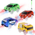 Save Unicorn Tracks Cars Replacement only, Toy Cars for Tracks Glow in The Dark, Car Tracks Accessories with 5 Flashing LED Lights, Compatible with Most Car Tracks for Kids Boys and Girls(4pack)