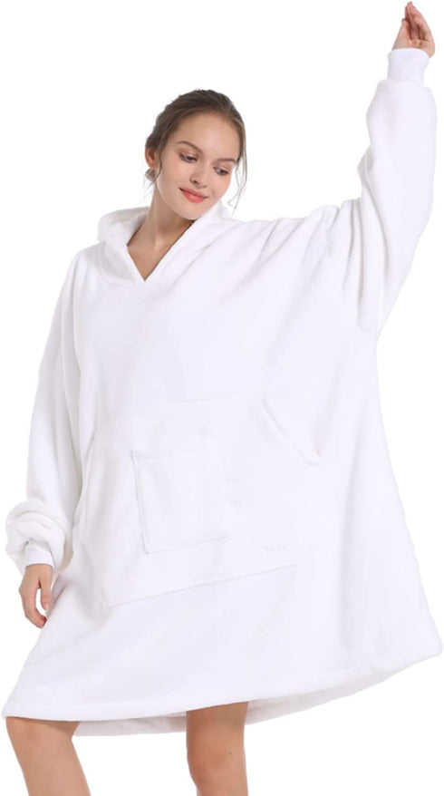 Blanket Hoodie Sweatshirt, Wearable Blanket Oversized Sherpa with Sleeves and Giant Pocket, Cozy Hoodie Warm for Adult Kids