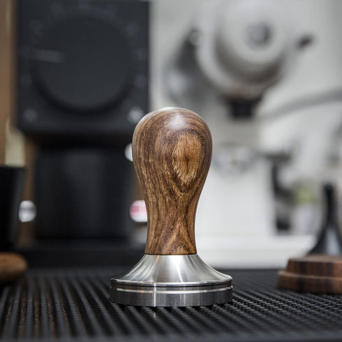 Ezebesta Coffee Tamper Espresso Press with Tamper Mat Tamper with 304 Stainless Steel Base Wooden Handle Barista Espresso Machines Accessory (58mm)