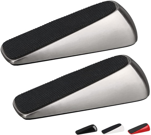 Upgraded Door Stoppers, Heavy Duty Door Stopper Wedge, Metal Material Door Jammer, Works on All Floor Surfaces , Non-Scratching Doorstops, Special for Home Office School Door( Silver, 2 Pack)