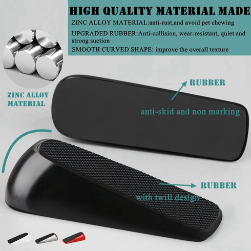 Upgraded Door Stoppers, Heavy Duty Door Stopper Wedge, Metal Material Door Jammer, Works on All Floor Surfaces , Non-Scratching Doorstops, Special for Home Office School Door( Black, 2 Pack)