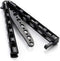 Anlado Balisong Butterfly Knife Trainer Practice with O-ring Latch - Enhanced Version - Black Metal Steel - no Offensive Blade - for Beginner, Children, Butterfly Knives Lover and more