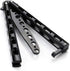 Anlado Balisong Butterfly Knife Trainer Practice with O-ring Latch - Enhanced Version - Black Metal Steel - no Offensive Blade - for Beginner, Children, Butterfly Knives Lover and more