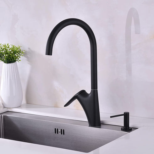 TUTEW Built in Sink Soap Dispenser, Kitchen Sink Soap Dispenser? Lotion Dispenser for Kitchen Sink, Matte Black Stainless Steel Pump Head,Sink Soap Dispenser with 17OZ Bottle