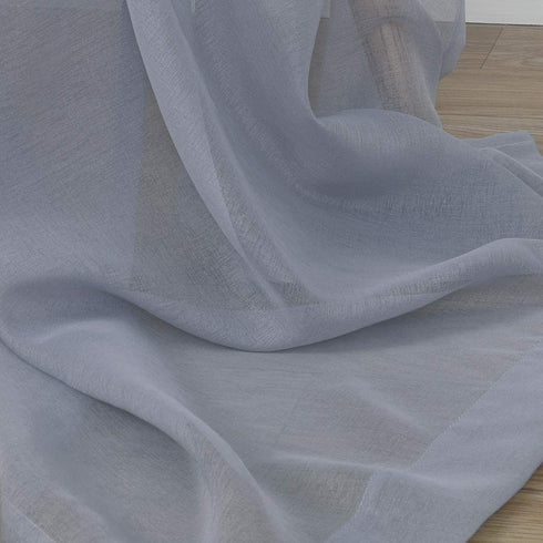 MYSTIC-HOME Sheer Curtains 63 Inch Length, Rod Pocket Voile Drapes for Living Room, Bedroom, Window Treatments Semi Crinkle Curtain Panels for Yard, Patio, Parlor, Set of 2, 52"x 63", Silver Grey