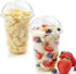 INDRAH 50PCS 12 oz Clear Plastic Cups With Dome Lids (No Hole) Disposable Parfait Cups Dessert Cups for Fruit Yogurt Smoothie Iced Cold Drinks, No Leaking