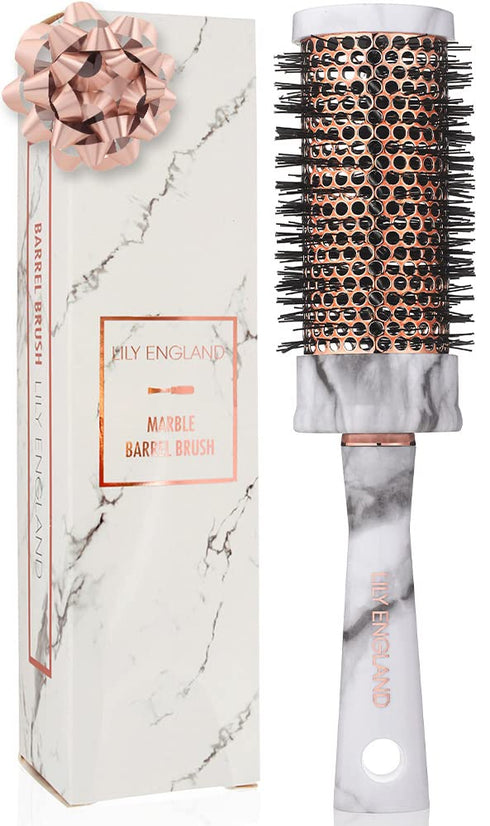 Round Brush for Blow Drying - Barrel Radial Blowout Hairbrush Marble & Rose Gold by Lily England