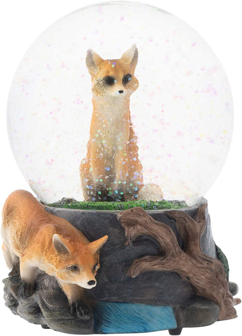 Elanze Designs Clever Fox Friends 100MM Musical Snow Globe Plays Tune Born Free