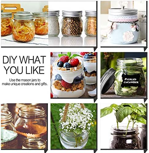 KAMOTA Mason Jars 10 oz With Regular Lids and Bands, Ideal for Jam, Honey, Wedding Favors, Shower Favors, Baby Foods, DIY Magnetic Spice Jars, 12 PACK, 20 Whiteboard Labels Included