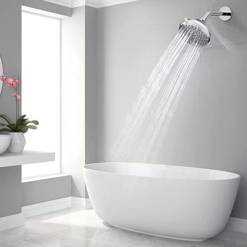 High Pressure Shower Head - Rain Shower Head 5 Inches 5 Spray Settings Fixed Bathroom Shower Head - Diiwet High Flow Shower Head with Adjustable Brass Ball Joint