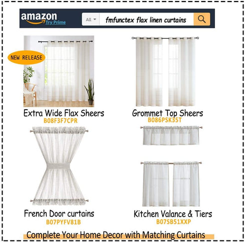 FMFUNCTEX Linen-Blend Sheer Curtains for Living Room 63-inch Long Vintage Flax Window Drapes for Farmhouse Bedroom Rod Pocket 52" Wide Set of 2 Natural