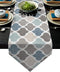 HELLOWINK 90Inch Burlap Table Runners for Dinning Room, Blue Gray, Cotton Linens Table Runner Table Cloth for Wedding Party Holiday Home Decor(Moroccan Plaid Geometric)