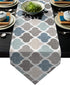 HELLOWINK 90Inch Burlap Table Runners for Dinning Room, Blue Gray, Cotton Linens Table Runner Table Cloth for Wedding Party Holiday Home Decor(Moroccan Plaid Geometric)