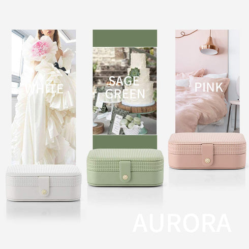 Vlando Travel Jewelry Case Box Women PU Leather 2 Layer Jewelry Organizer Holder for Necklace Earring Rings-Green