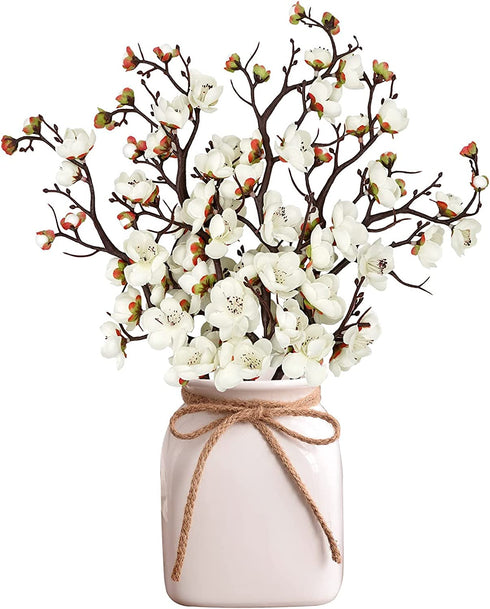 MINYULUA 6 Pieces Artificial White Plum Blossom Faux Flowers Silk Simulation Flowers Bouquet for Home Kitchen Office DIY Hotel Vase Centerpieces Decoration