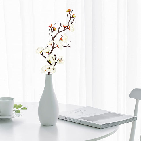 MINYULUA 6 Pieces Artificial White Plum Blossom Faux Flowers Silk Simulation Flowers Bouquet for Home Kitchen Office DIY Hotel Vase Centerpieces Decoration