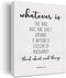Bible Verse Art Wall Decor Whatever is True Philippians 4:8 Scripture Canvas Painting Prints for Home Dining Room Living Room Wall Decor Framed Artwork Christian Gifts(12x15 Inch)