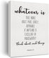 Bible Verse Art Wall Decor Whatever is True Philippians 4:8 Scripture Canvas Painting Prints for Home Dining Room Living Room Wall Decor Framed Artwork Christian Gifts(12x15 Inch)