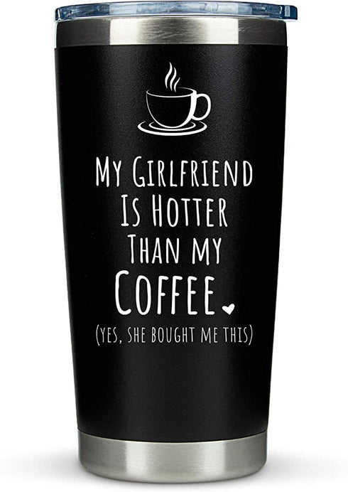 Boyfriend Gifts from Girlfriend- Travel Coffee Tumbler/Mug 20oz Insulated Stainless Steel - Funny Gift Idea for Year Anniversary, Valentines Day, Cute Presents, 1, Birthday