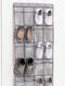 Gorilla Grip Crystal Clear Large 24 Pocket Shoe Organizer, Holds Up to 40 Pounds, Sturdy Hooks, Space Saving, Over Door, Storage Rack Hangs on Closets for Shoes, Sneakers or Accessories, Gray
