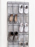 Gorilla Grip Crystal Clear Large 24 Pocket Shoe Organizer, Holds Up to 40 Pounds, Sturdy Hooks, Space Saving, Over Door, Storage Rack Hangs on Closets for Shoes, Sneakers or Accessories, Gray