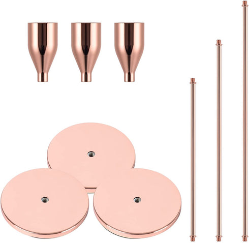 HUPPY Candlestick Holders Set of 3 Designed for Taper Candles, Decorative Candlestick Holder for Wedding, Dinning, Party, Fits 3/4 inch Thick Candle & Led Candles (Metal Candle Stand) (Rose Gold)