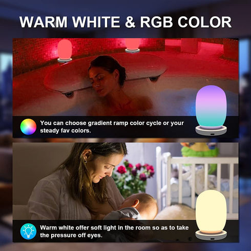 Touch Lamp for Kids, ifofo Baby Nursery Lamp Warm White & RGB Color Changing Night Light Silicone Rechargeable Dimmable Timing Portable for Children Gifts Teen Toddler Bedroom Breastfeeding Christmas