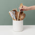 White Kitchen Utensil Holder, DOWAN Ceramic Utensil Crock with Table-Protection Cork Mat, Weighted Utensils Organizer Caddy for Kitchen Counter, Rust Proof, Classic Minimalistic White