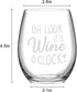Oh Look It's Wine O™clock Stemless Wine Glass, Wine Gifts for Women Men Friends Her Him Coworkers Wine Lovers Congratulation Birthday Christmas, 15Oz Wine Glass with Funny Words