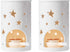 T4U Ceramic Tealight Candle Holder Oil Burner, Essential Oil Incense Aroma Diffuser Furnace Home Decoration Romantic White Set of 2, Star Pattern