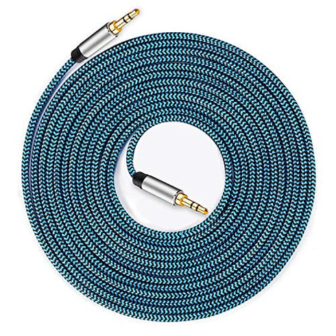 Aux Cable 30 ft Hftywy 3.5mm Male to Male Stereo Aux Cord 3.5mm Auxiliary Audio Cable Braided 1/8 Shielded AUX Headphone Cable Extension Compatible Car/Home Stereos,Speaker,iPhone iPod iPad,Headphones