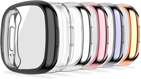 KPYJA 6-Pack Screen Protector Compatible with Fitbit Versa 3/Sense Case, Soft TPU Plated Case All-Around Protective Screen Full Cover Bumper Compatible for Fitbit Sense/Versa 3 Smart Watch