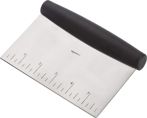 Amazon Basics Stainless Steel Digital Kitchen Scale with LCD Display, Batteries Included & Bowl Scraper/Chopper Stainless Steel