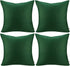 4-Pack 100% Cotton Comfortable Solid Decorative Throw Pillow Case Square Cushion Cover Pillowcase Sublimation Blank Pillow Covers(Cover Only,No Insert)(20x20inch/50x50cm, Christmas Green)