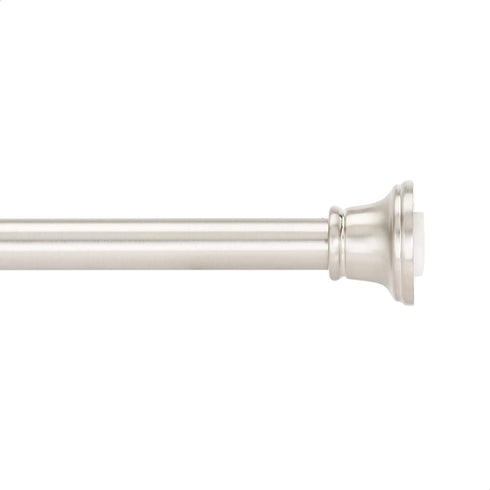 Amazon Basics Tension Curtain Rod, Adjustable 36-62" Width - Nickel, Bell Finial