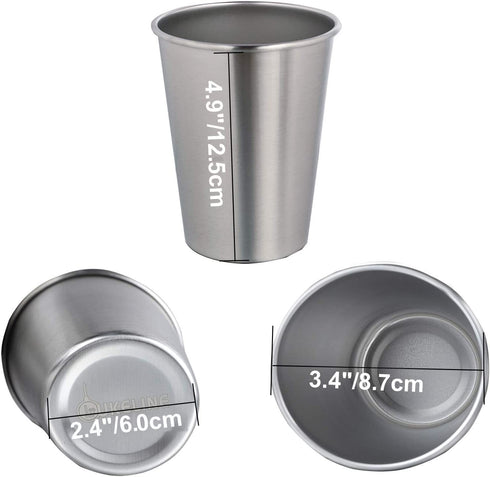 Food-grade Stainless Steel Metal Cups Premium Pint Cups With Straws Hot And Cold Drinking Cups For Home , Office and Outdoors Stackable Durable Drinking Cup 16 oz.(6 pack)
