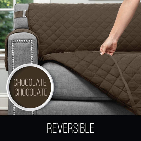 Sofa Shield Patented Large Recliner Slipcover, Reversible Tear Resistant Soft Quilted Microfiber, 28" Seat Width, Durable Furniture Stain Protector with Straps, Washable Cover for Dogs, Kid, Chocolate