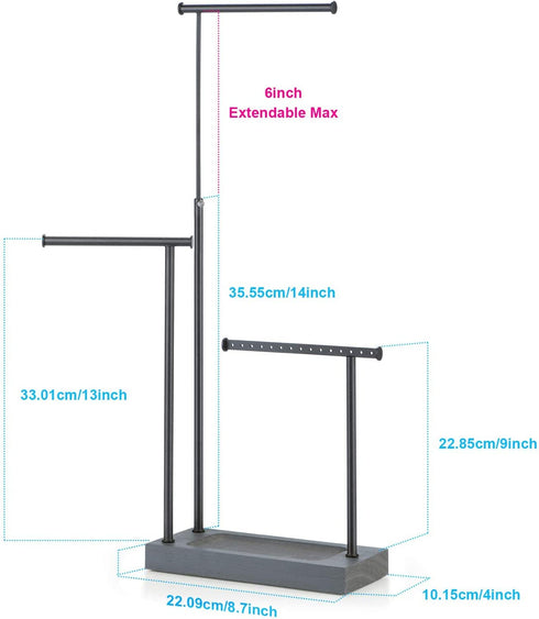 SRIWATANA Jewelry Organizer Display Extra Tall Necklace Holder 3 Tier Jewelry Tree Stand (Weathered Grey & Black)