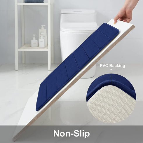 Memory Foam Soft Bath Mats - Non Slip Absorbent Bathroom Rugs Rubber Back Runner Mat for Kitchen Bathroom Floors 17" x 24", Navy Blue