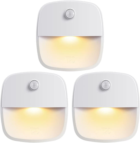 AMIR (Upgraded Version) Motion Sensor Light, Cordless Battery-Powered LED Night Light, Wall Light, Closet Lights, Safe Lights for Stairs, Hallway, Bathroom, Kitchen, Cabinet (Warm White - Pack of 3)