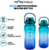 Prometheuz 64oz Motivational Water Bottle with Time Marker & Removable Straw. Leakproof Tritan BPA Free Water Jug for Fitness, Gym and Outdoor Sports, Blue Purple