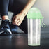 600ml Outdoor Portable Dual-Use Two Straws Water Bottle Couple Cup Drinking Bottle Leakproof and Durable Sports Bottle for Hiking Camping(Green)