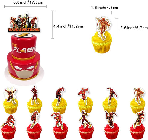 Flash Birthday Party Decorations,Birthday Party Supplies For Flash Includes The Flash Inspired Happy Birthday Banner - Cake Topper -Cupcake Toppers - Balloons.