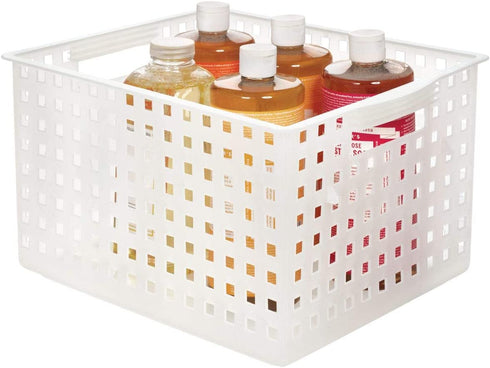 iDesign Modulon X/6 BPA-Free Recycled Plastic Large Stackable Basket, 11.2" x 14.3" x 8.1", Frost