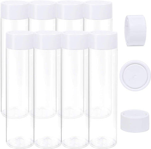 ANECO 12 Pack 12 Ounce PET Empty Juice Bottles with Lids Reusable Clear Drink Containers for Storing Juice, Milk, Smoothie or Homemade Beverages (White lids)